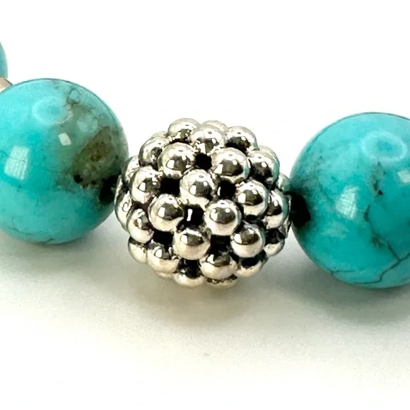 Lagos Turquoise Silver Station Bead Bracelet - Picture 4 of 7